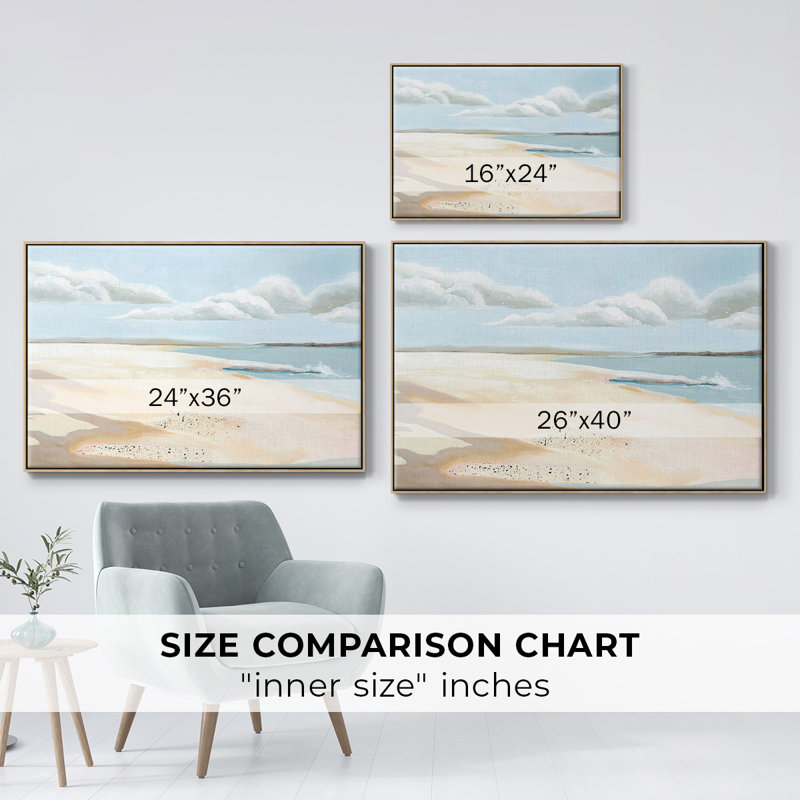 «Sandy Getaway II», reproduction sur toile avec cadre flottant, Bois naturel, H 17 po x l 25 po x P 2 po