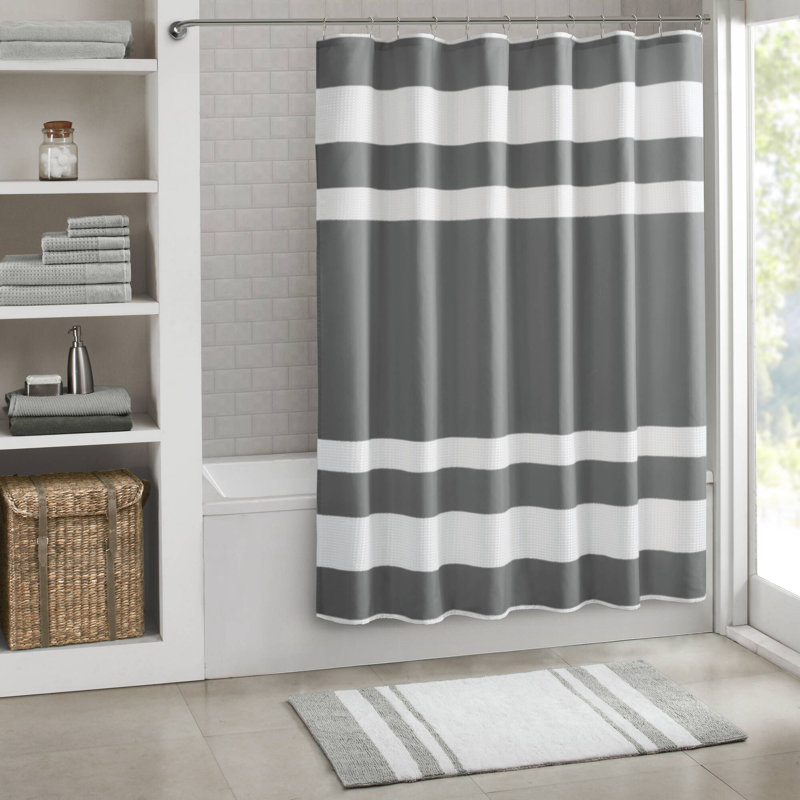 Rideau de douche gaufré de type spa avec traitement 3M, Charcoal, H 78 po x l 72 po