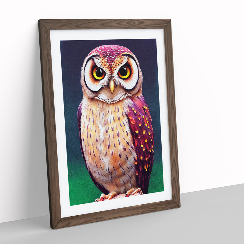 The Heavenly Owl - Framed Print, 64cm H x 46cm W x 2cm D, Walnut Framed
