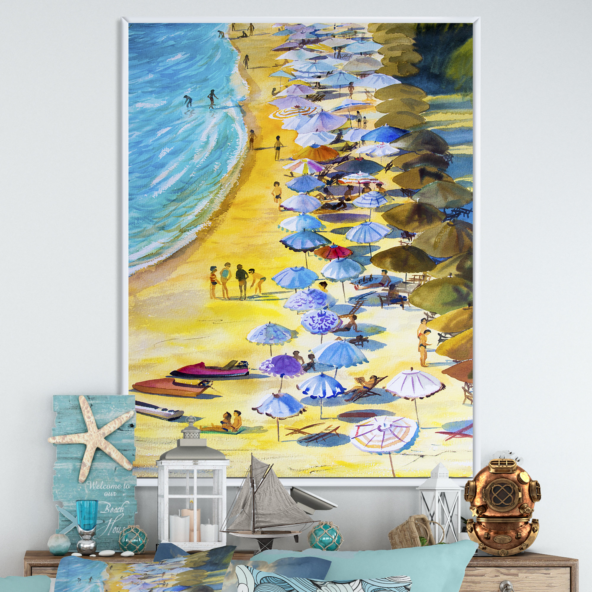 Highland Dunes Aerial Pastel Beach California Nautical & Coastal