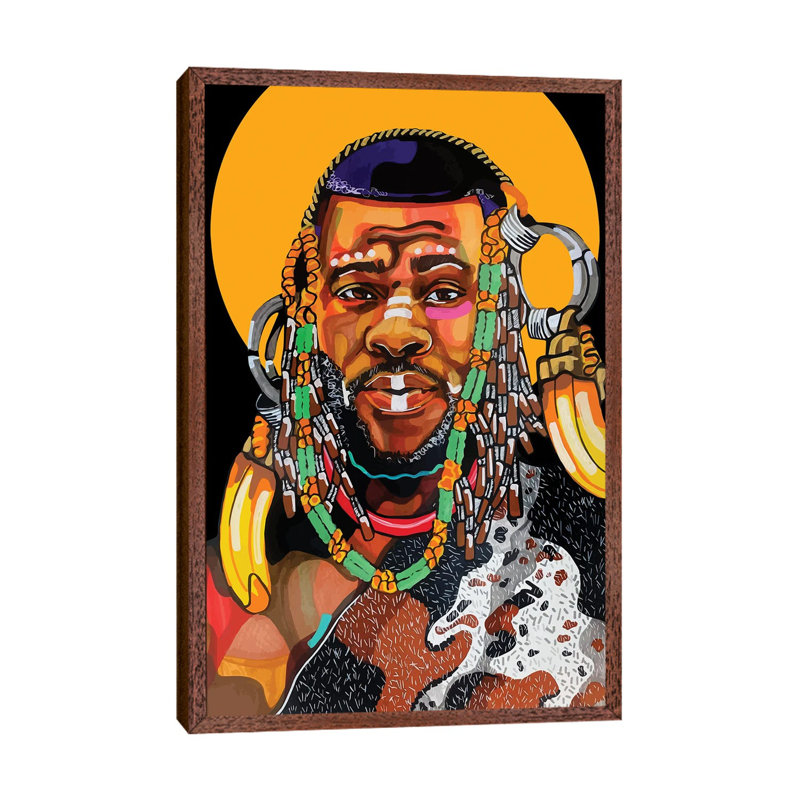 King Is Black - Print on Canvas, 66.04 cm H x 45.72 cm W, Classic Brown Wood Framed