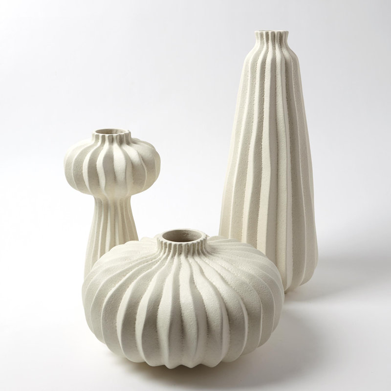 Lithos White 20" Ceramic Table Vase