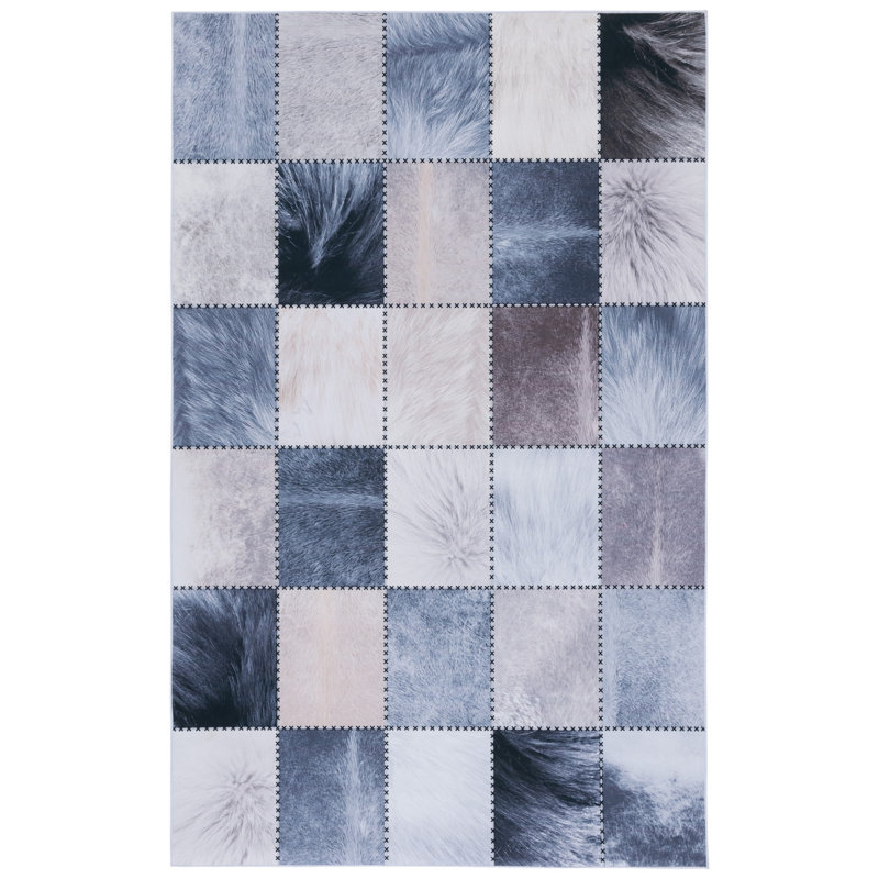 Faux Hide Performance Machine Washable Geometric Rug, Rectangle 3' x 5'