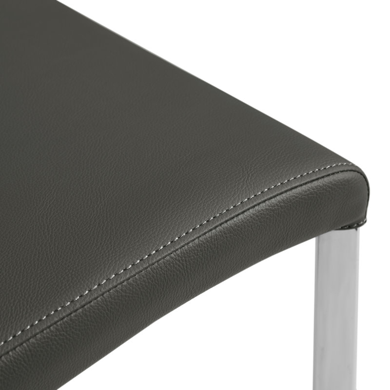 Upholstered Counter Stool with Metal Frame, Charcoal