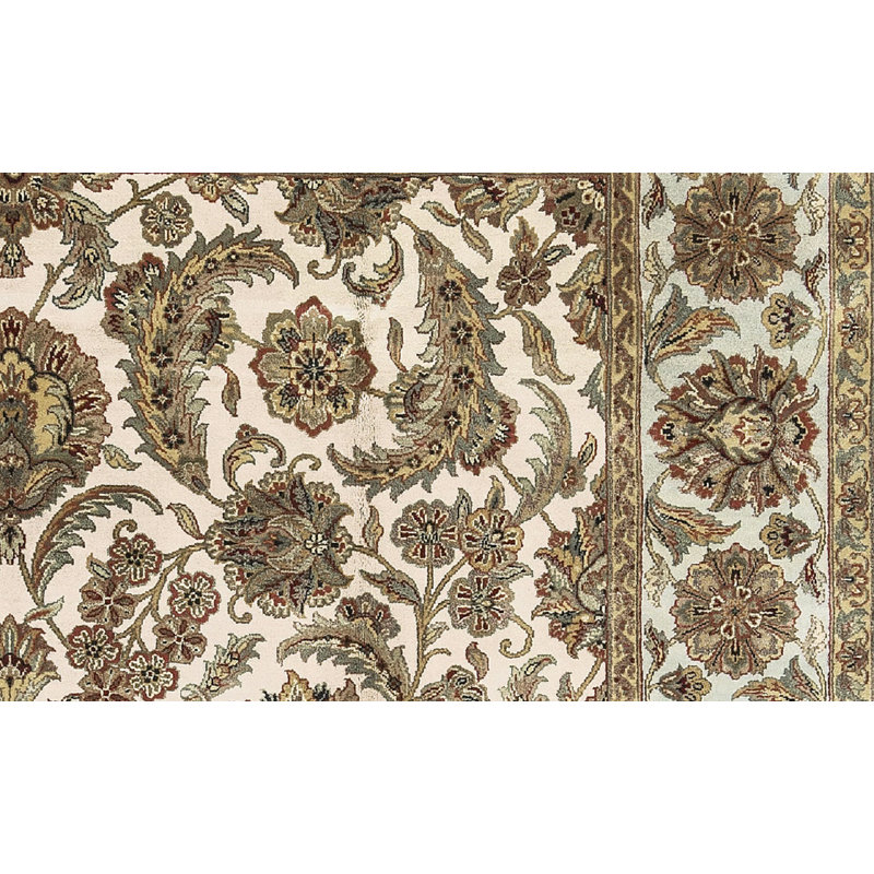 Tapis ivoire et bleu clair noué à la main de haute qualité