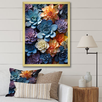 «Euguene Colorful Succulents Succulent Zen», reproduction sur toile