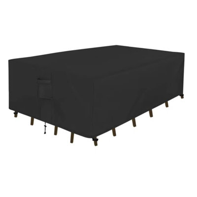 Housse rectangulaire pour meubles de patio - Protecteur de table et de chaise d'extérieur imperméable noir