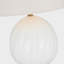 Talia Medium Cordless Table Lamp in White Glass with Linen Shade