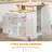 Kitchen Island With Storage Cabinet And 2-Level Rubber Wood Tabletop, Island Table With Adjustable Shelves And Drawers, White