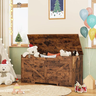 Curlene Storage Bench, Storage Chest, Lift-Top Storage Trunk with 2 Safety Hinges, Wooden Storage Box Chest Organizer for Bedroom, Entryway, Living Room