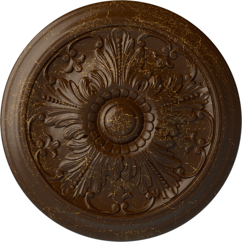 Médaillon de plafond H 16,875 po x l 16,875 po x P 3,5 po Vienna, Craquelure racinette