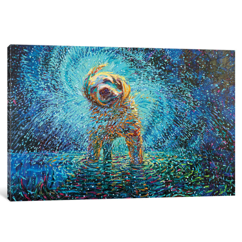 Reproduction d’art sur toile tendue, "iris scott-labrador jaz", H 26 po x l 40 po x P 1,5 po