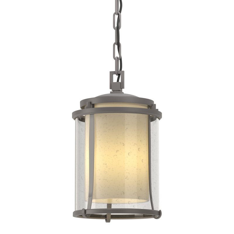 Lanterne suspendue d'extérieur à 1 ampoule Meridian, Acier bruni côtier, H 12,7 po x l 7,7 po x P 7,7 po