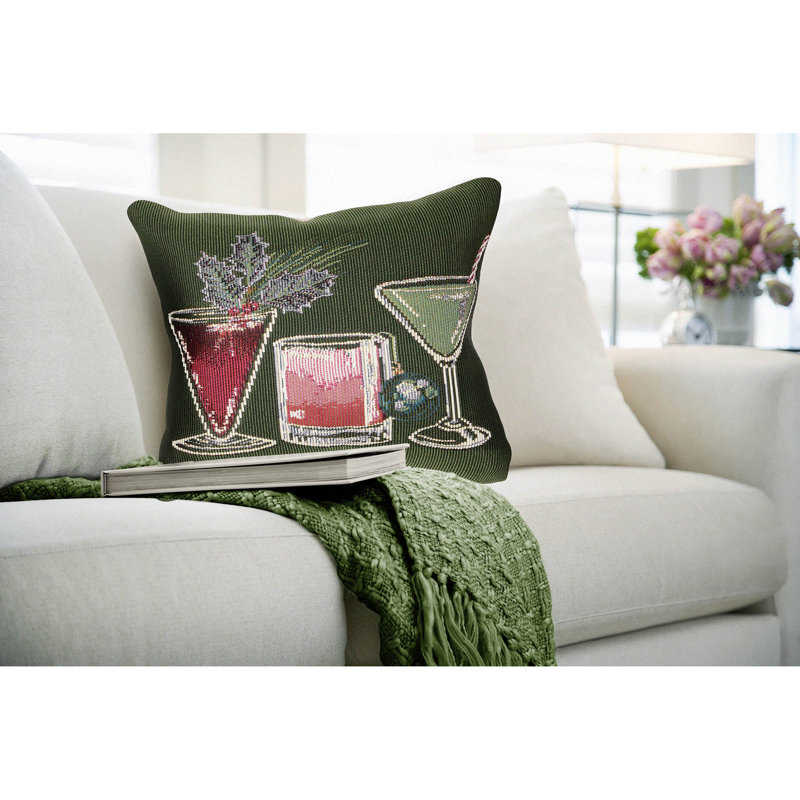 Marina Holiday Throw Pillow, Green