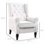 Fauteuil d'appoint blanc crème avec tissu respirant, pour une touche de fraîcheur. Fauteuil à boutons. Design élégant. Haut dossier à oreilles et assise rembourrée. Assise épaisse et rembourrée. Convient au salon, à la chambre et au bureau. Bois massif et eucalyptus.