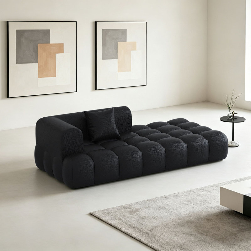 Chaise longue simple en similicuir, Black