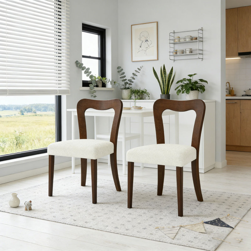 Ensemble de chaises de salle à manger, Beige, noyer
