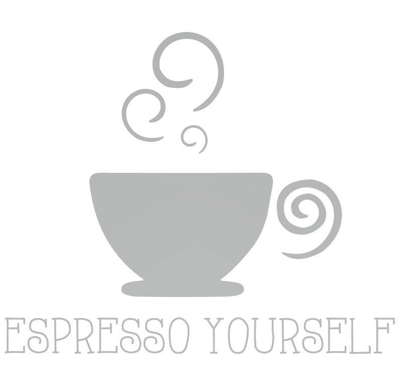 Décalcomanie murale pour expresso, H 24 po x l 29 po x P 0,01 po, Argent
