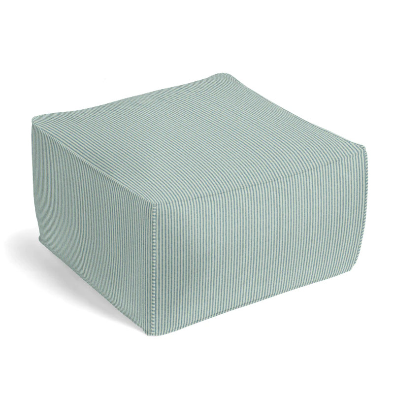 Upholstered Pouf, Liberty Blue 100% Cotton