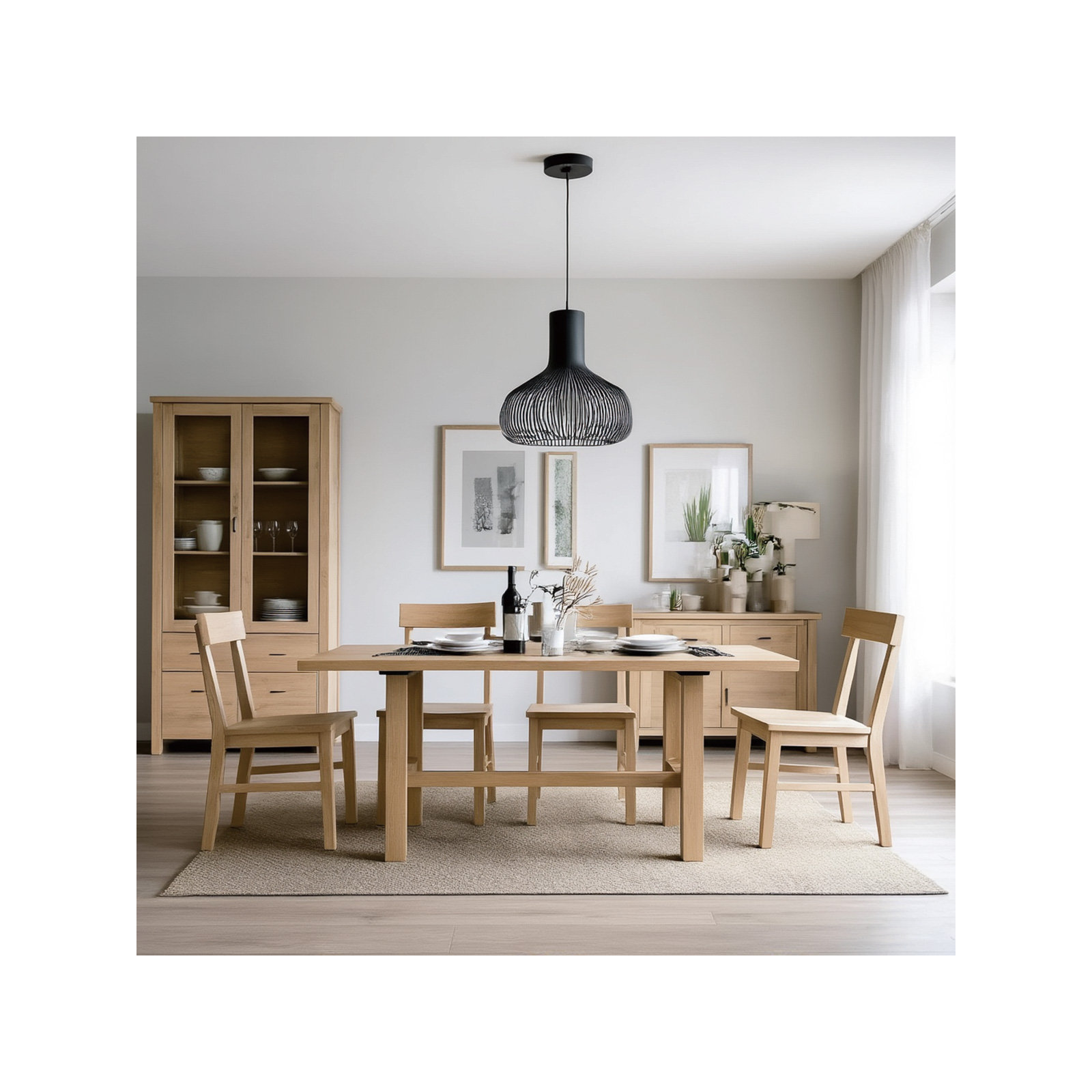 Solid Wood Rectangular Dining Table, Brown