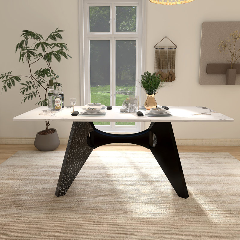 Table de salle à manger en marbre pour la cuisine, H 29,92 po x L 71 po x l 35,4 po