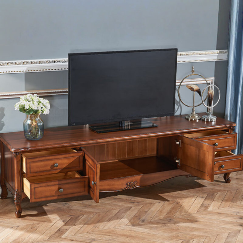 Meuble télé brun en bois massif