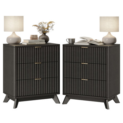 Donati Fluted Nightstand With Charging Station