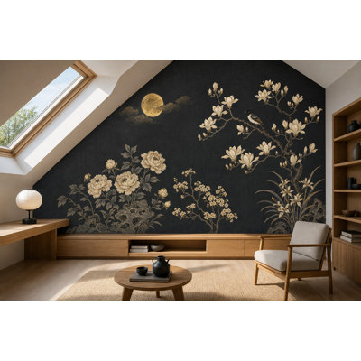 Décoration murale d'inspiration asiatique amovible lune