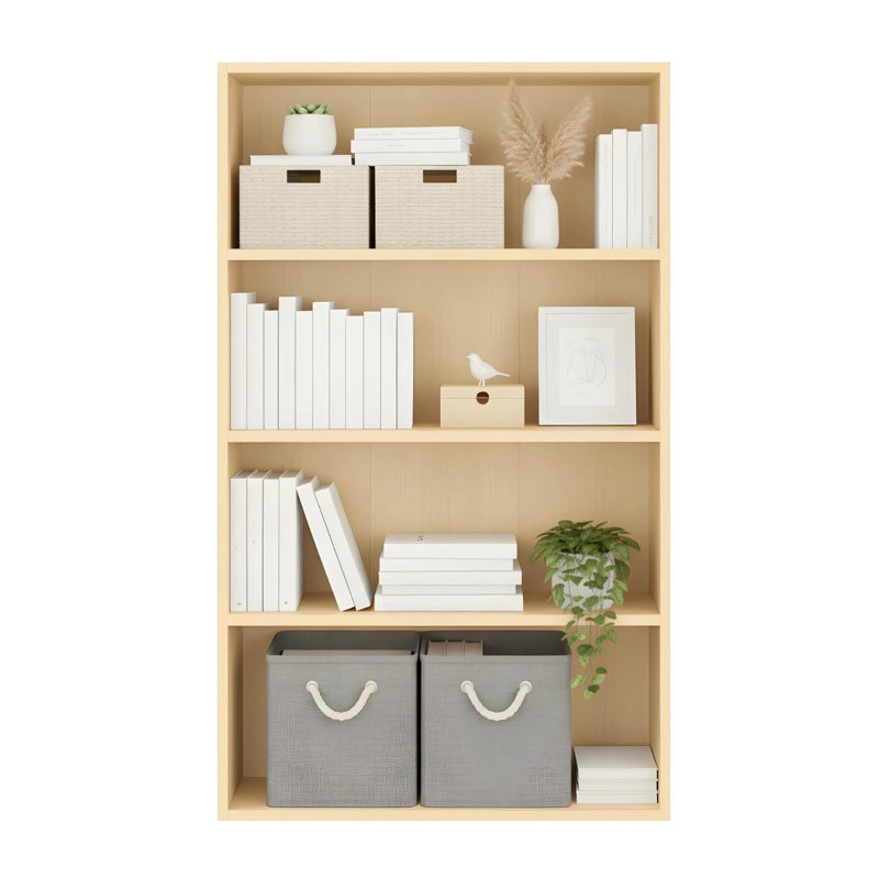 Pasir 4-Tier Open Shelf Steam Beech Display Bookcase Living Room Storage Modern, Steam Beech