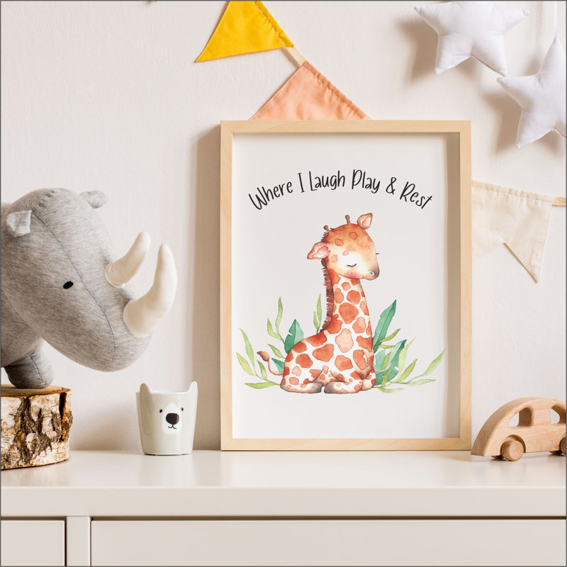 Where I Laugh Play & Rest Cute Giraffe - Print on Plastic / Acrylic