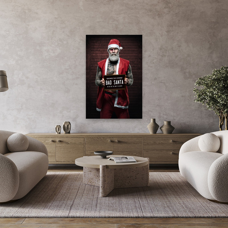 «Bad Santa Mugshot», impression murale abstraite moderne, 48" H x 32" W