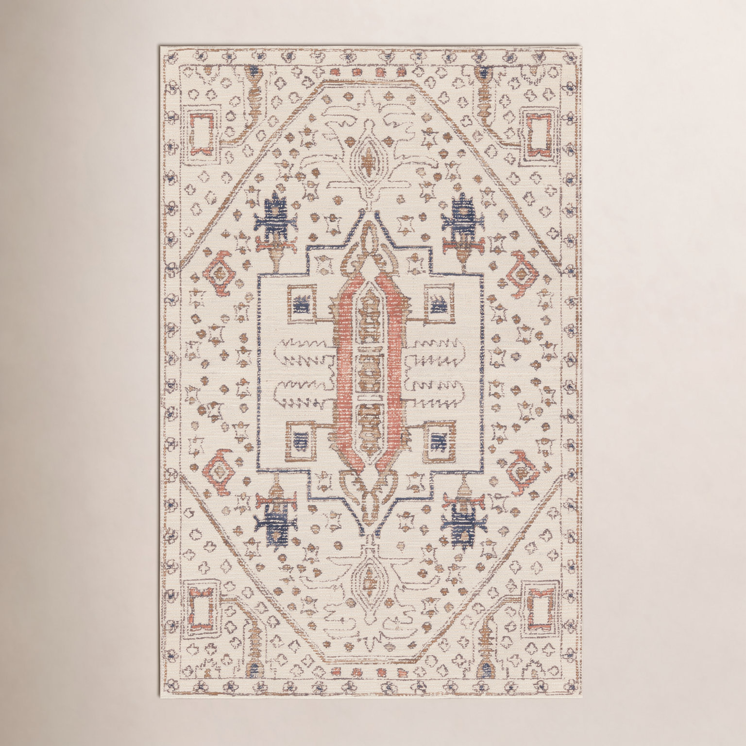 Murphie Ivory Red Hand-Tufted Oriental Rug, Rectangle 10' x 14'