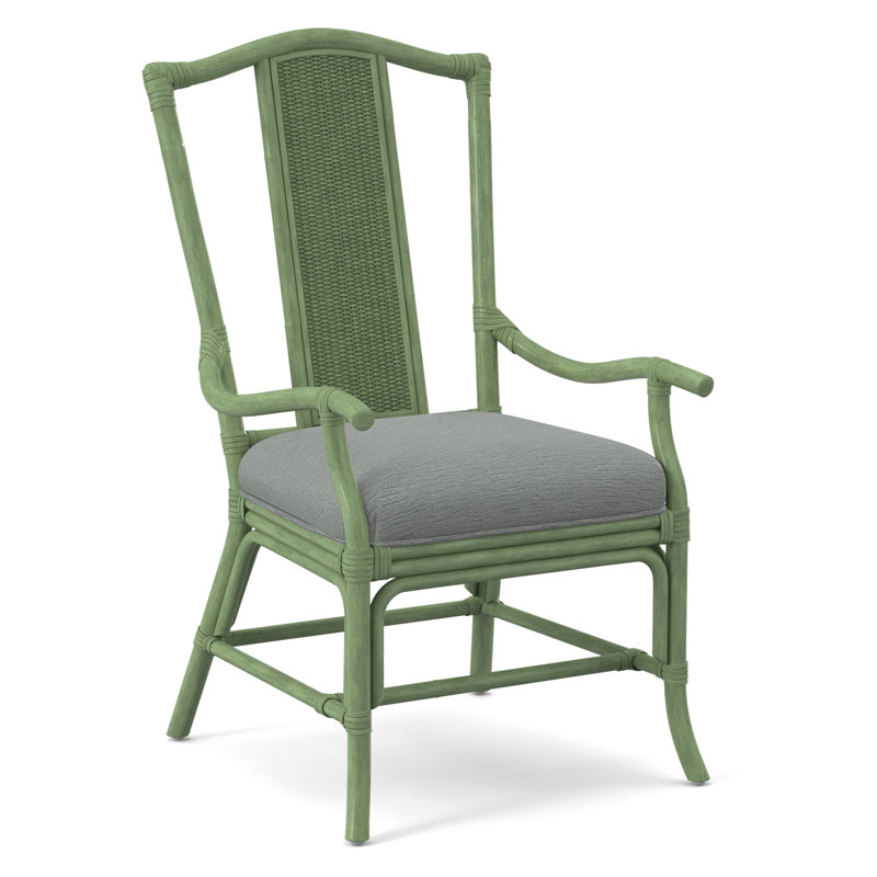 Drury Lane Slat Back Dining Arm Chair, Gray Sugar Performance; 0863-84, Celery