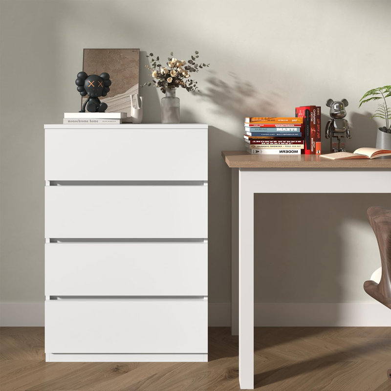 Commode 4 tiroirs, table de chevet en bois pour chambre à coucher, armoire de rangement à tiroirs de garde-robe l 23,6 po