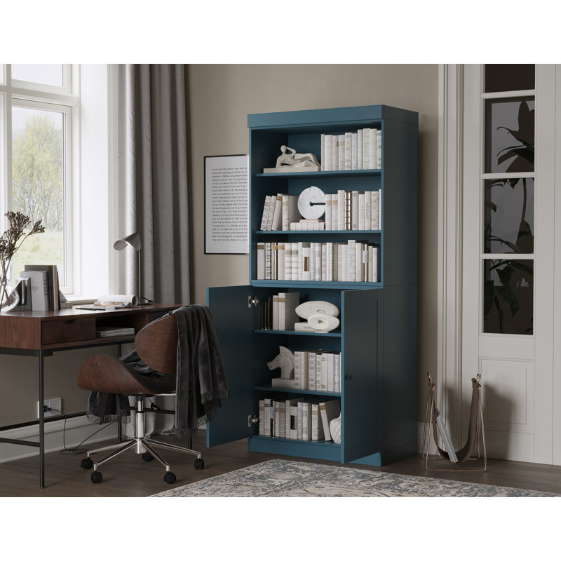 Bibliothèque à 6 tablettes en bois massif Palace Imports, Bleu sarcelle