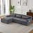 Chenille L-Shape Luxury Sectional Oversized Sofa,Mnimalist Design,Comfy Sleeper Couch For Living Room,Apartment&Reception Spaces,No Assembly Required-1824998036
