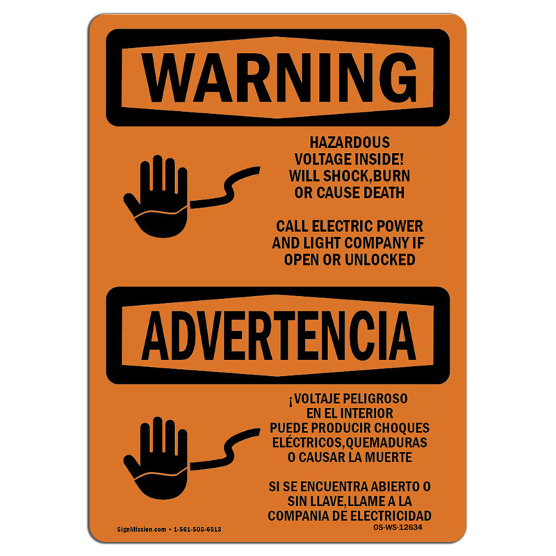 Panneau binaire en aluminium Hazardous Voltage Burning 12 x 18, H 24 po x l 18 po x P 0,1 po