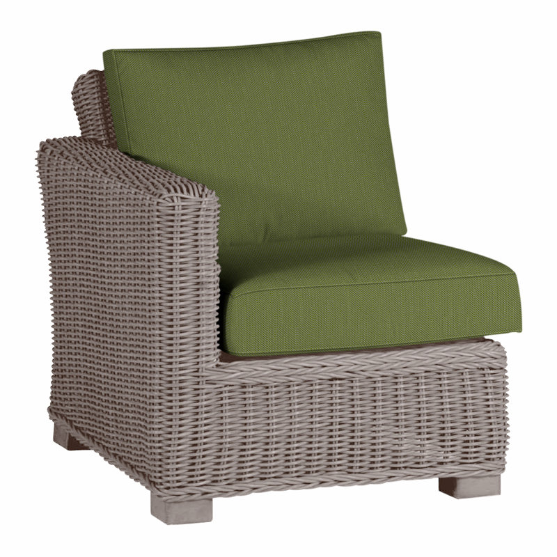 Canapé modulaire d'extérieur en résine tressée rustique N-Dura, Welt, Huître, Forêt de lin