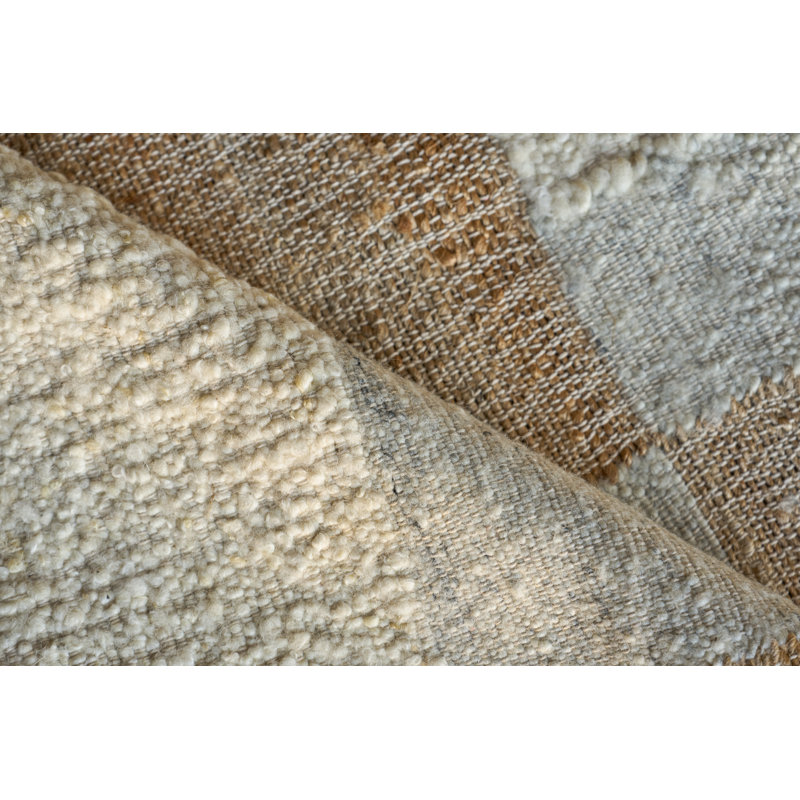 Pompano flatweave Wool/Jute Ivory/Gray/Beige Area Rug, 12'X15'