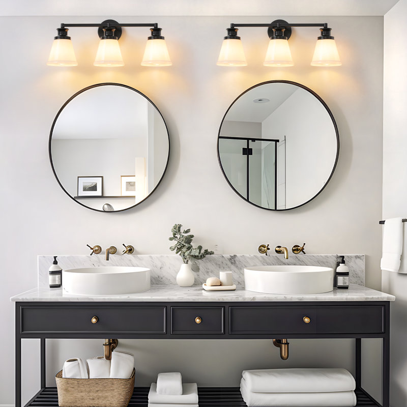 Keever 3 - Light Dimmable Vanity Light with Glass Shade, Matte Black