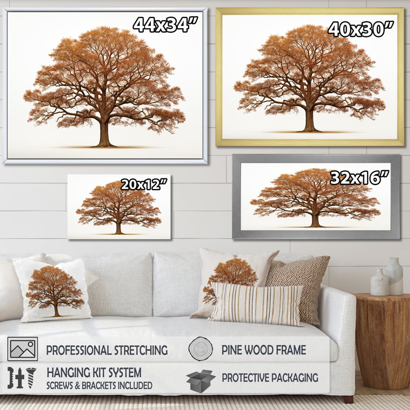 «Brown Oaks Outline II», reproduction sur toile, H 16 po x l 32 po x P 1 po, Toile tendue