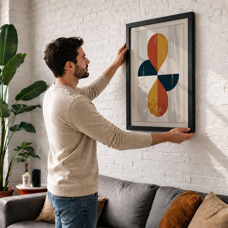 Colour Forms Geometric - Framed Print, A3 - 42.0 x 29.7 cm, Black