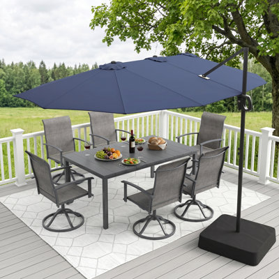 6-Person Rectangular Patio Dining Set With Umbrella