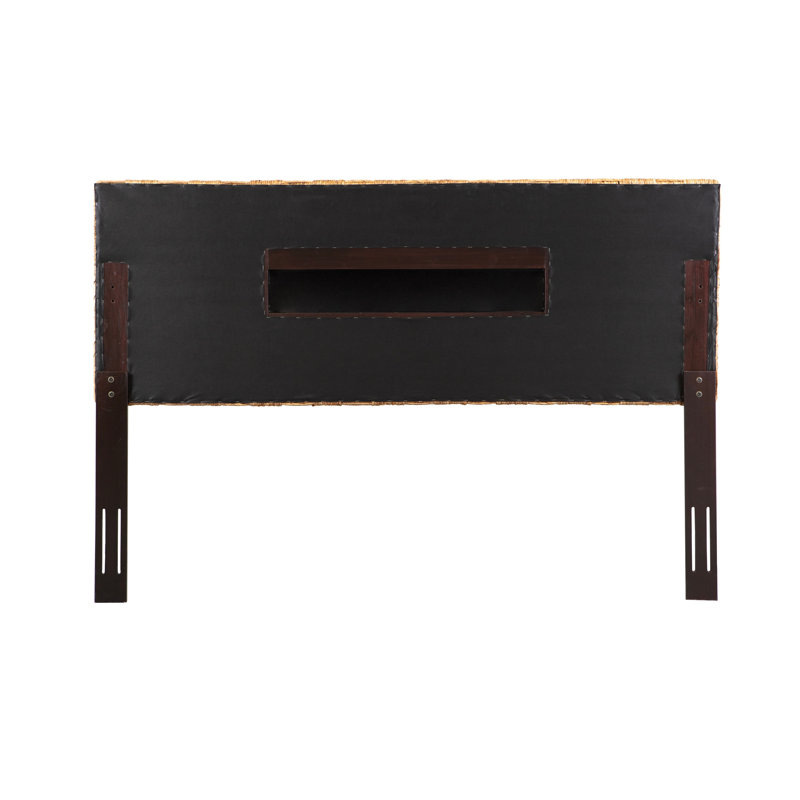 Très grande tête de lit à hauteur ajustable tissée avec structure en acajou massif, 54.6" H x 80.5" W x 3.25" D