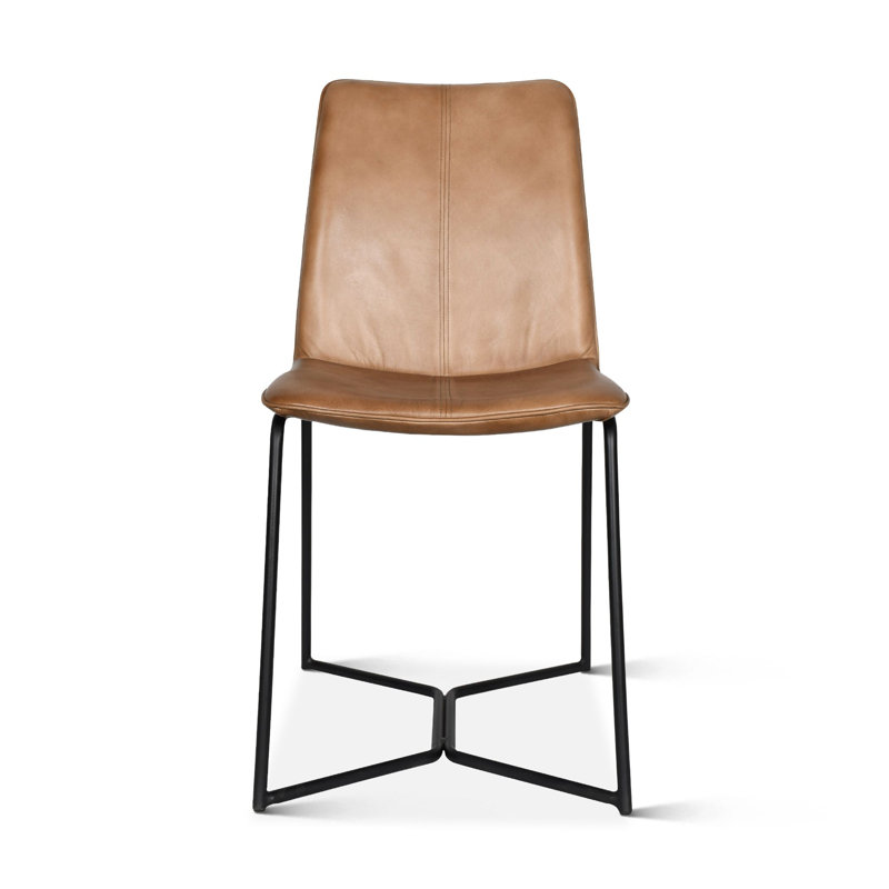 Brisben Leather Dining Chair, Hand Washed Taupe