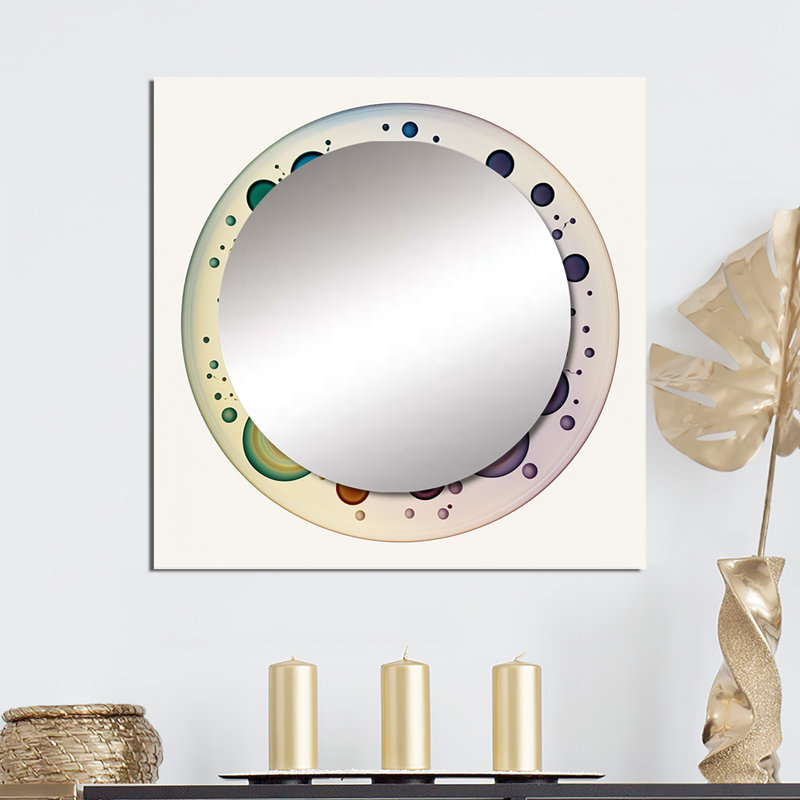 Décoration murale douce pour chambre à coucher Cymatics Mandala V - miroir géométrique carré moderne, 36 po x 36 po