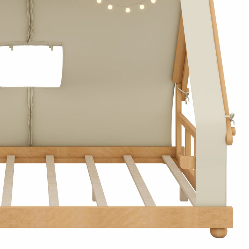 Lit maison avec tente et lumière, Blanc
