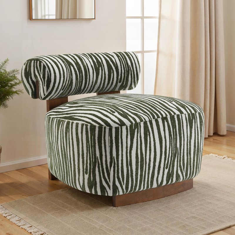 Tissu contemporain à rayures zébrées avec dossier cylindrique et mousse haute densité pour un confort confortable, Green