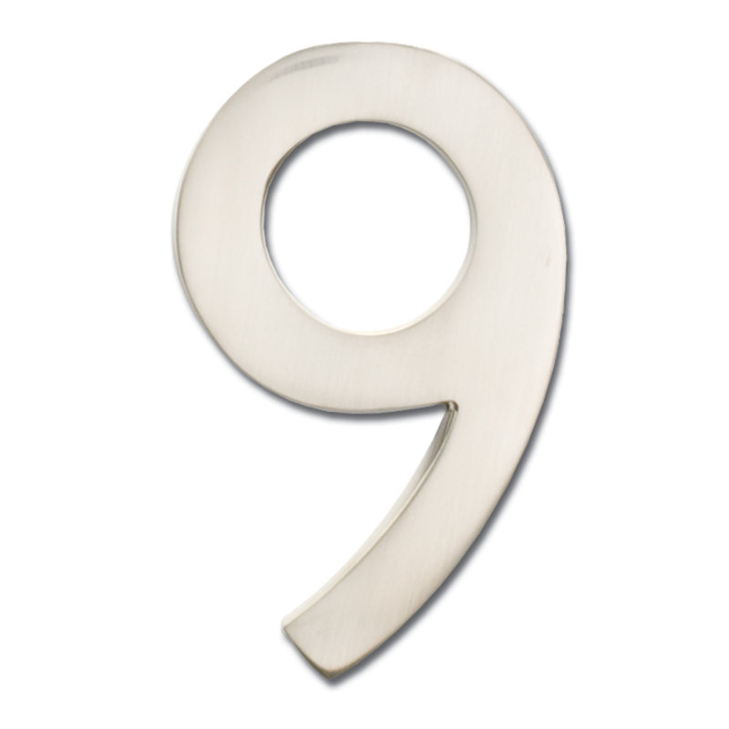 Numéro de maison à fixation affleurante, Neuf, Nickel satiné, 4 pouces
