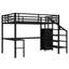 Lit mezzanine en métal peu encombrant avec bureau de rangement noir moderne